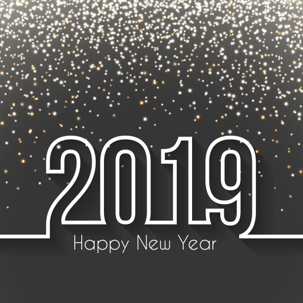 2019年新年快乐,金灿灿——平面设计,长影子图片 2019年新年快乐,金灿灿——平面设计,长影子图片下载