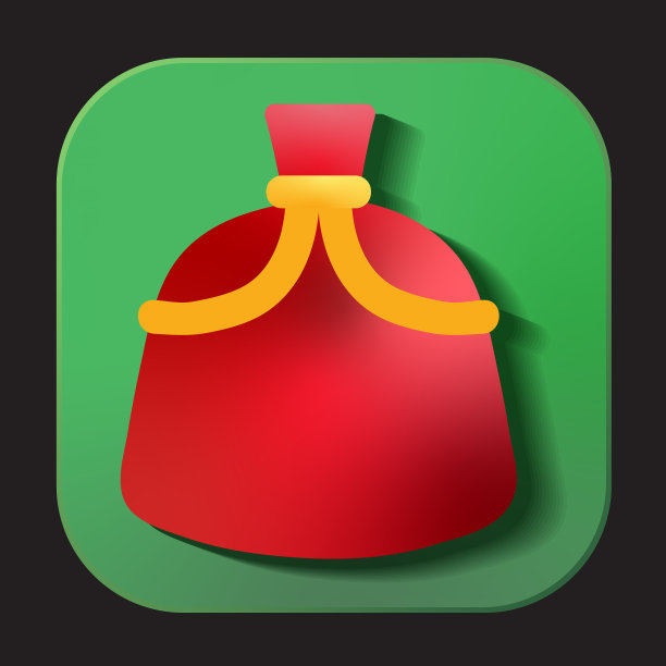 圣诞3D红色圣诞老人袋与黄色丝带应用程序图标设计在充满活力的渐变颜色图片 圣诞3D红色圣诞老人袋与黄色丝带应用程序图标设计在充满活力的渐变颜色图片下载