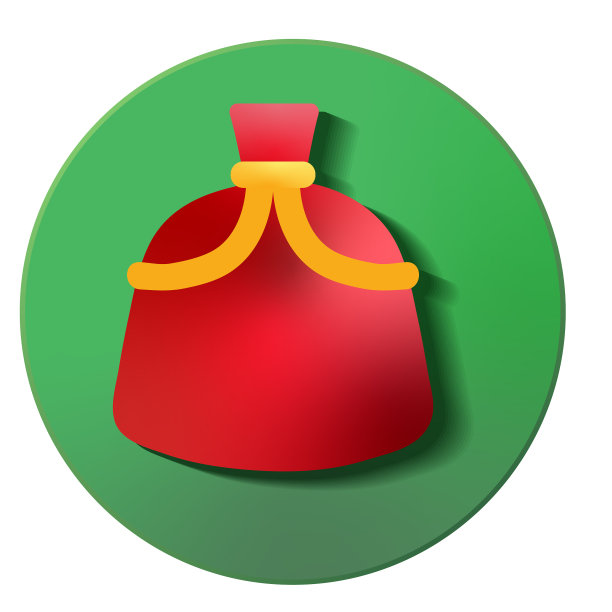 圣诞3D红色圣诞老人袋与黄色丝带应用程序图标设计在充满活力的渐变颜色图片 圣诞3D红色圣诞老人袋与黄色丝带应用程序图标设计在充满活力的渐变颜色图片下载