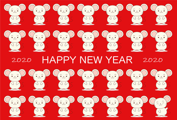 2020年的贺年卡上有很多可爱的小老鼠图片 2020年的贺年卡上有很多可爱的小老鼠图片下载