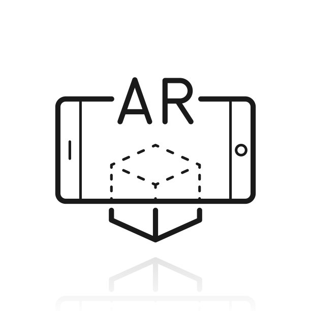 AR智能手机增强现实。白色背景上反射的图标图片 AR智能手机增强现实。白色背景上反射的图标图片下载