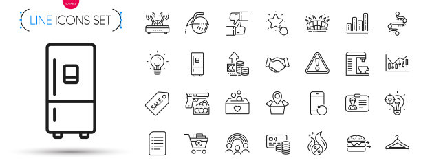 删除购买,能量和抢劫线图标包。象形图图标。向量图片 删除购买,能量和抢劫线图标包。象形图图标。向量图片下载