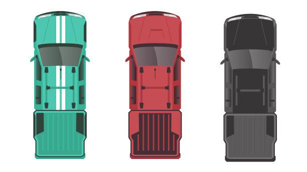 皮卡车的俯视图与许多颜色车辆图片 皮卡车的俯视图与许多颜色车辆图片下载