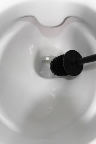 使用黑色马桶刷清洁白色马桶内部,促进卫生间的清洁与卫生,有效抵御细菌和病菌。竖版照片图片 使用黑色马桶刷清洁白色马桶内部,促进卫生间的清洁与卫生,有效抵御细菌和病菌。竖版照片图片下载