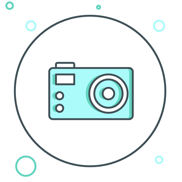 线条相机图标,背景为白色。照片相机。数字摄影。彩色轮廓概念。矢量图。图片 线条相机图标,背景为白色。照片相机。数字摄影。彩色轮廓概念。矢量图。图片下载