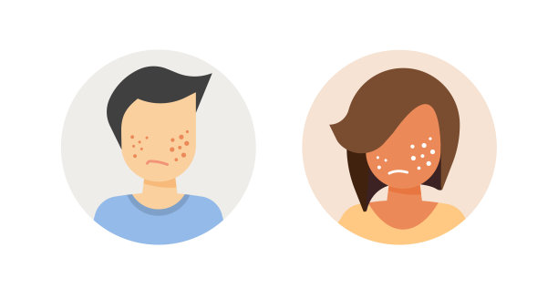 痤疮皮肤,男士女士面部图标,扁平卡通插画,面部疾病如过敏或湿疹、粉刺感染,青少年护肤、真皮、皮脂、脓疱、炎症、肿胀问题图片 痤疮皮肤,男士女士面部图标,扁平卡通插画,面部疾病如过敏或湿疹、粉刺感染,青少年护肤、真皮、皮脂、脓疱、炎症、肿胀问题图片下载
