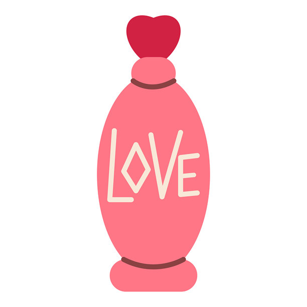 香水图标。粉色瓶子,上面有“Love”字样。母亲节情人节插画矢量元素与符号图片 香水图标。粉色瓶子,上面有“Love”字样。母亲节情人节插画矢量元素与符号图片下载