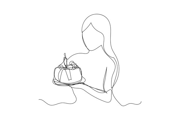 生日蛋糕的连续线条艺术插画,顶部有一根蜡烛,极简的黑色线性草图,在白色背景上孤立,矢量图。图片 生日蛋糕的连续线条艺术插画,顶部有一根蜡烛,极简的黑色线性草图,在白色背景上孤立,矢量图。图片下载