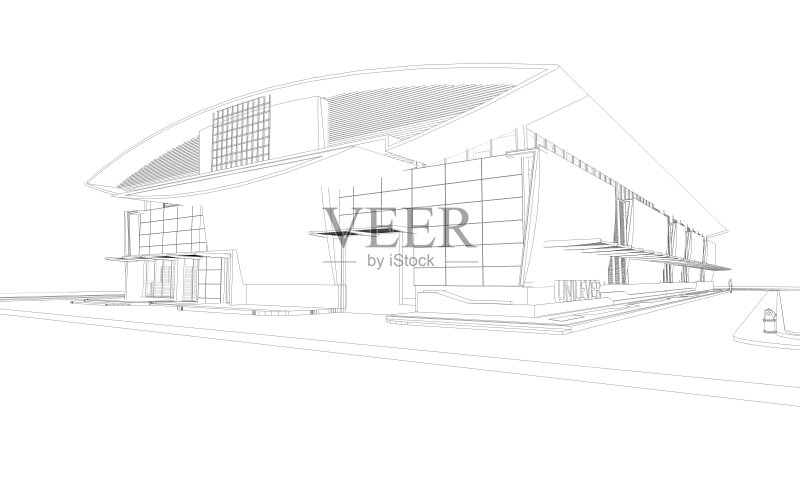 建筑的线框3D渲染正版图片素材