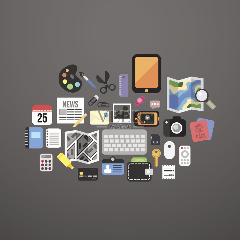 扁平风格图标合集图标素材