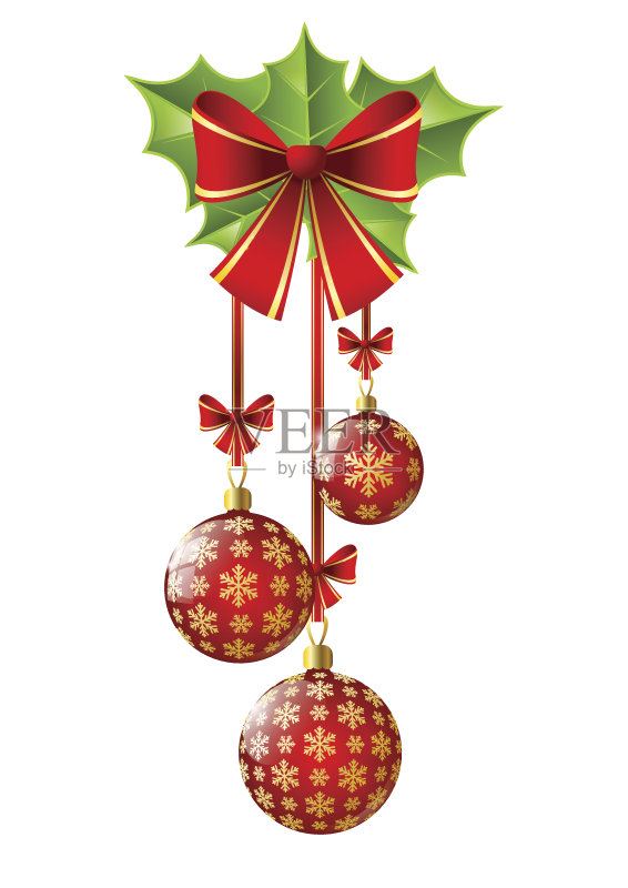 冬青叶圣诞球正版插画素材