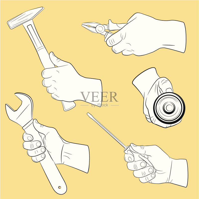 使用中的手动工具正版插画素材