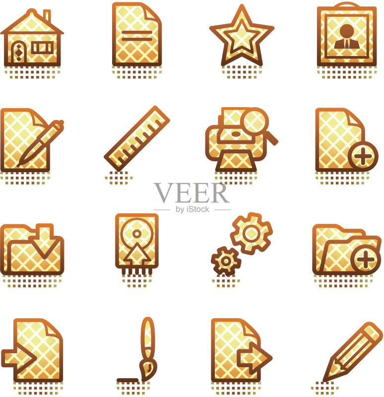 文档Web图标,第2组,棕色系图标素材