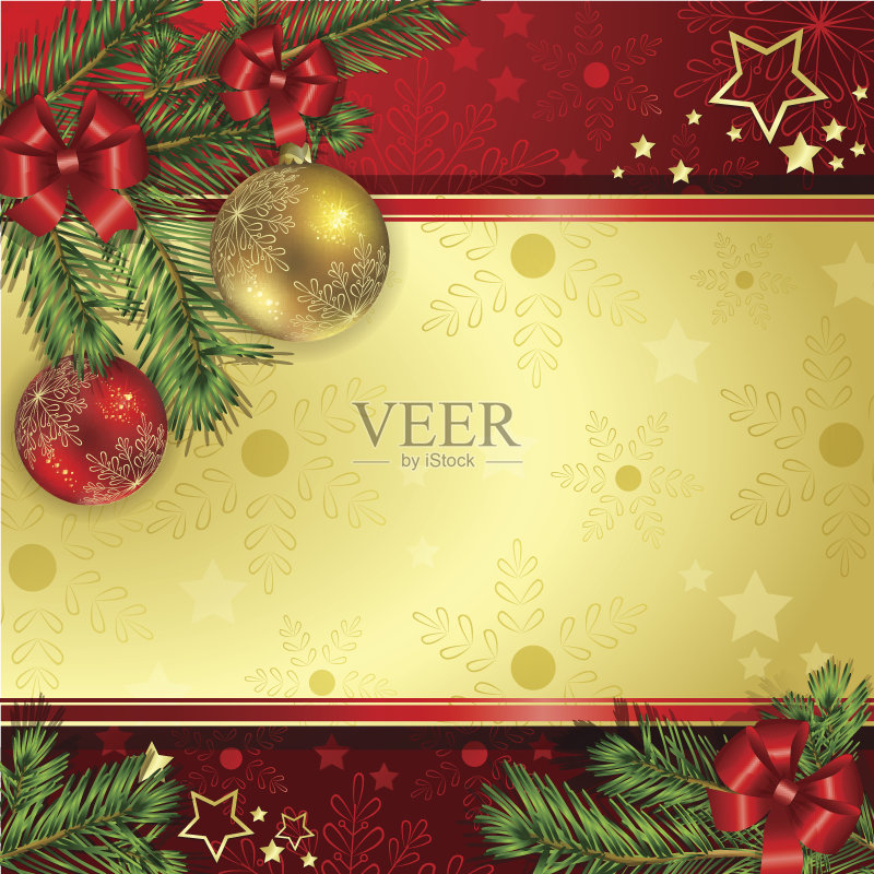 有松枝的圣诞卡正版模板素材