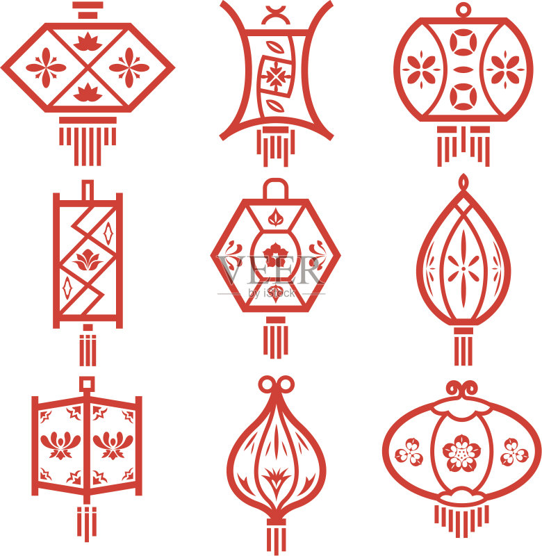 中国图案灯笼设计正版插画素材