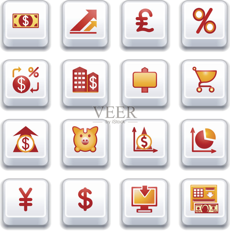 金融网页图标:红色和黄色系列图标素材