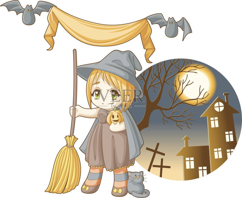 万圣节快乐贺卡正版插画素材