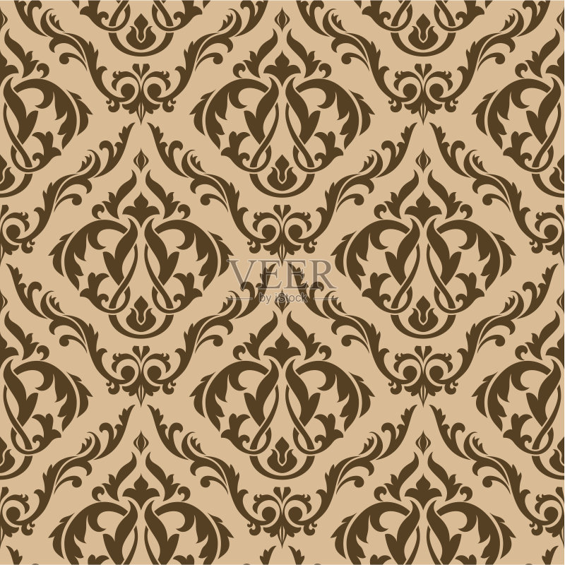 花格棕色无缝图案正版插画素材