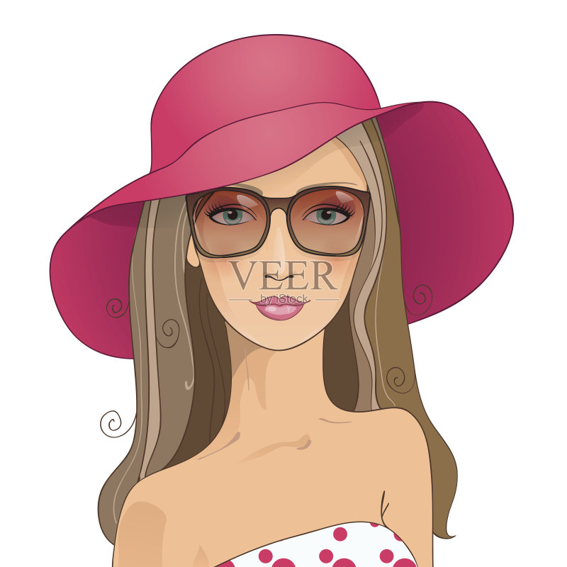 漂亮的女人肖像。时尚背景。正版插画素材
