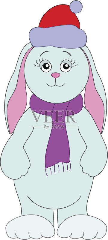 戴着圣诞老人帽子的兔子正版元素素材