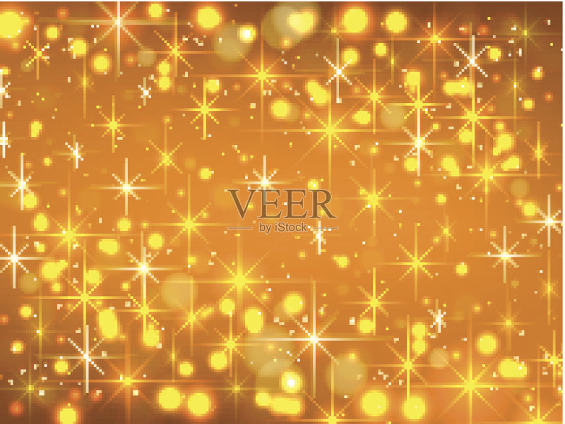 金色的背景和星星。圣诞节明亮的天空正版插画素材