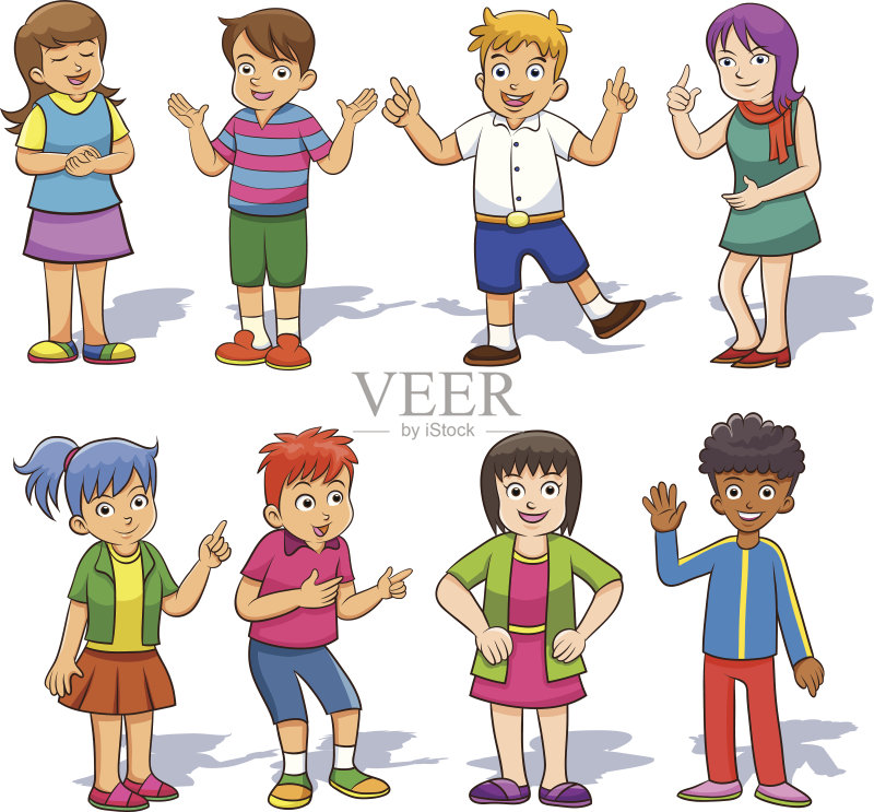 一组可爱的卡通孩子。正版插画素材