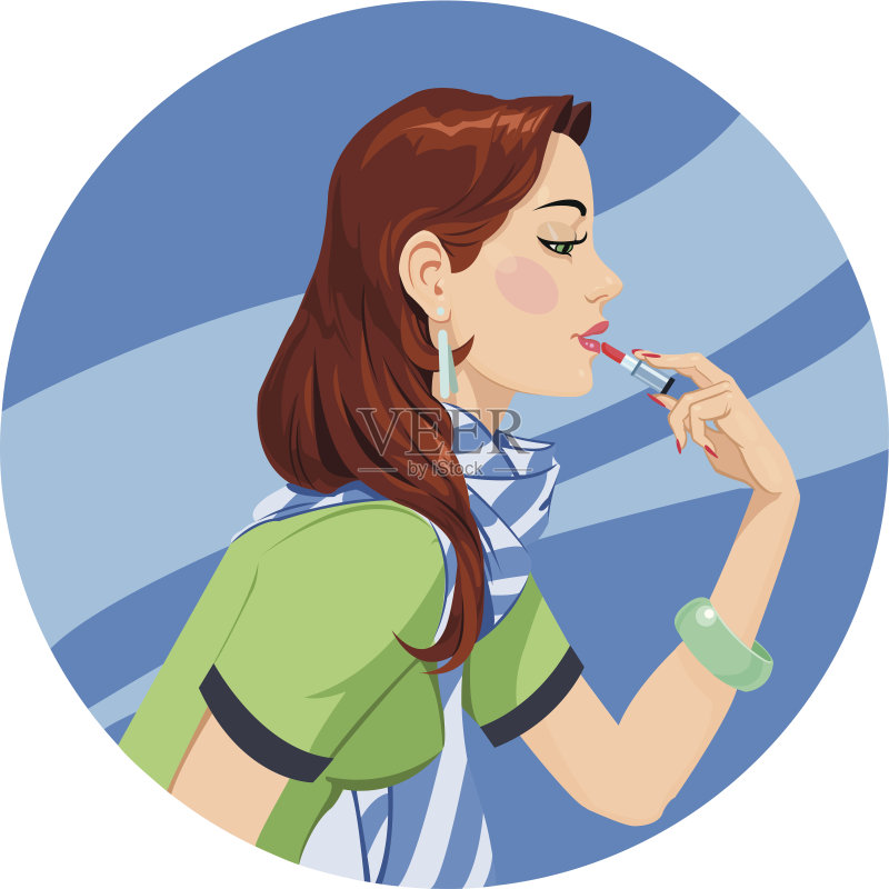 口红的女孩正版插画素材