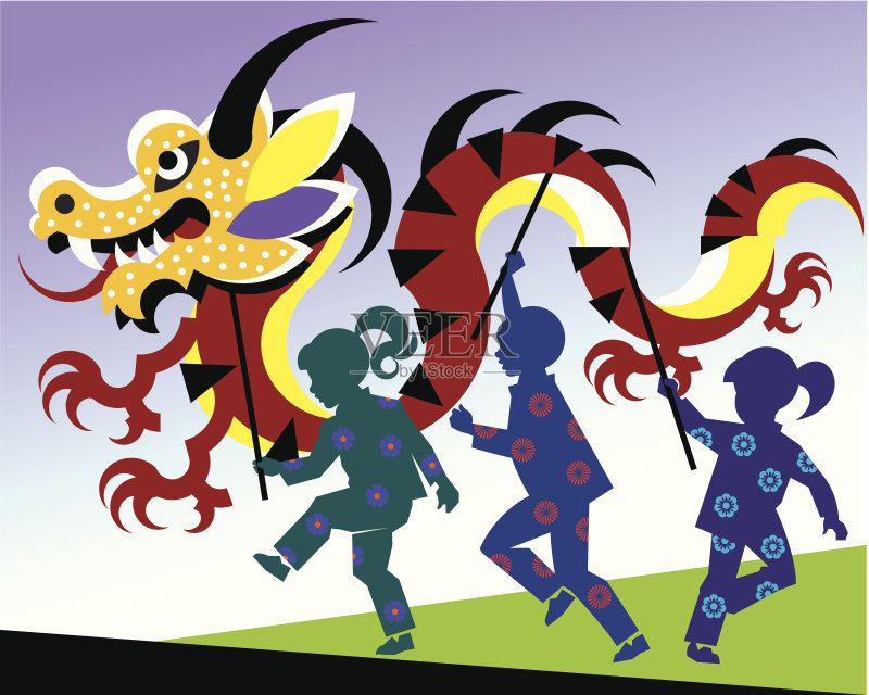 孩子龙游行正版模板素材