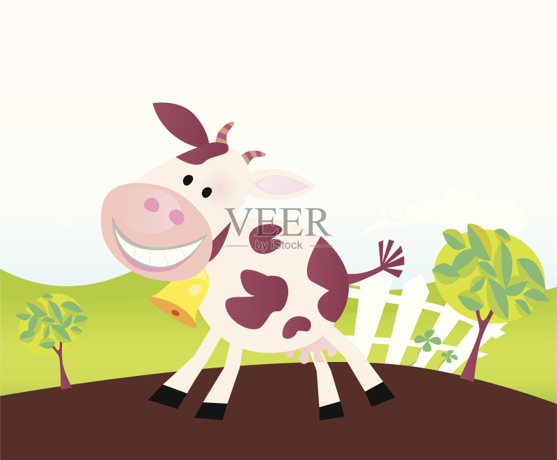牛在农场正版插画素材