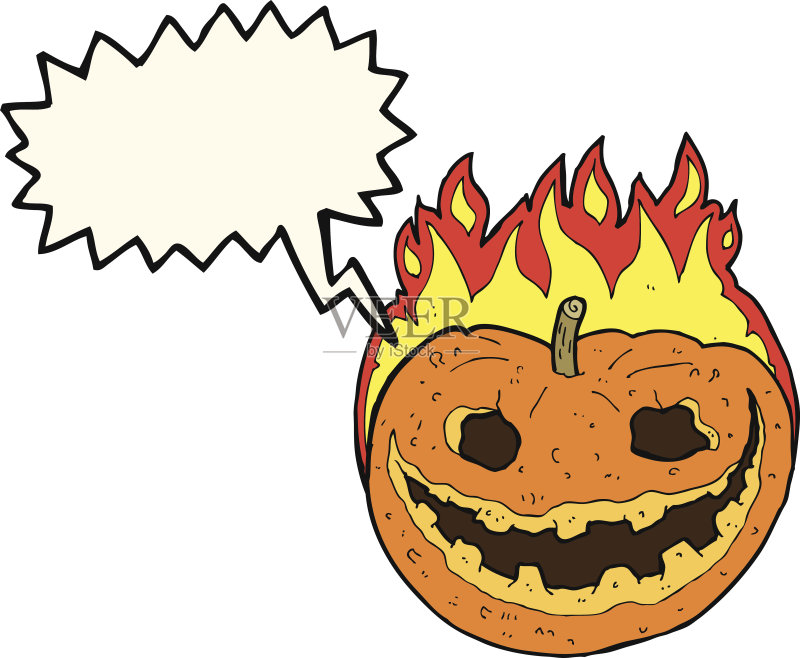 卡通鬼南瓜与讲话气泡正版元素素材