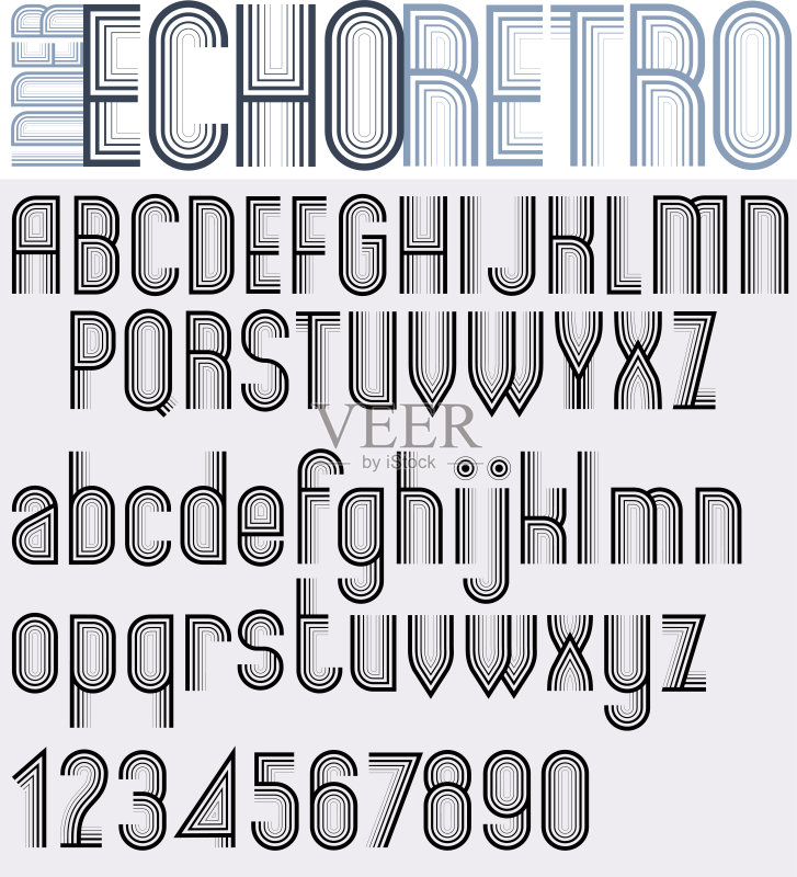 海报黑白条纹字母和数字,回音正版元素素材