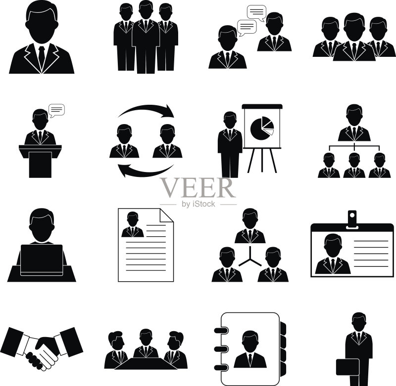 企业管理、战略和人力资源图标图标素材