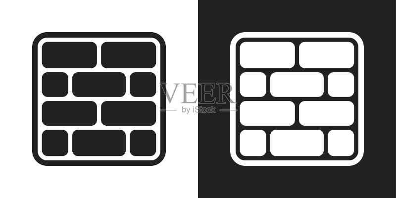 矢量砖墙图标,双色版图标素材