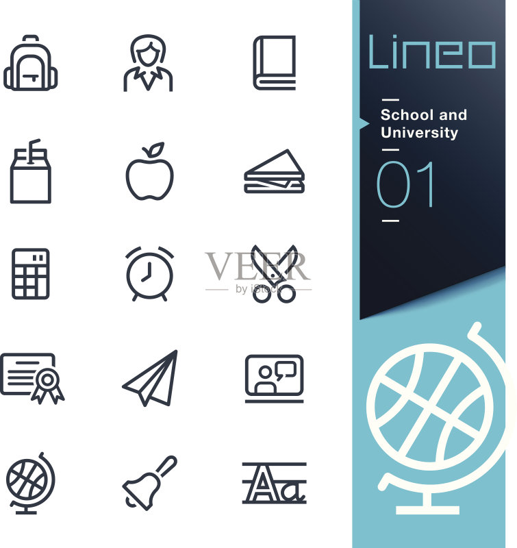 Lineo - 学校和大学线稿图标图标素材