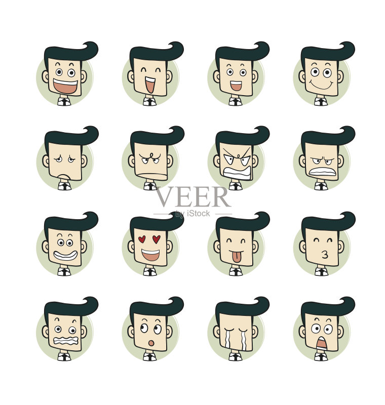 男人的面部表情插画图片素材