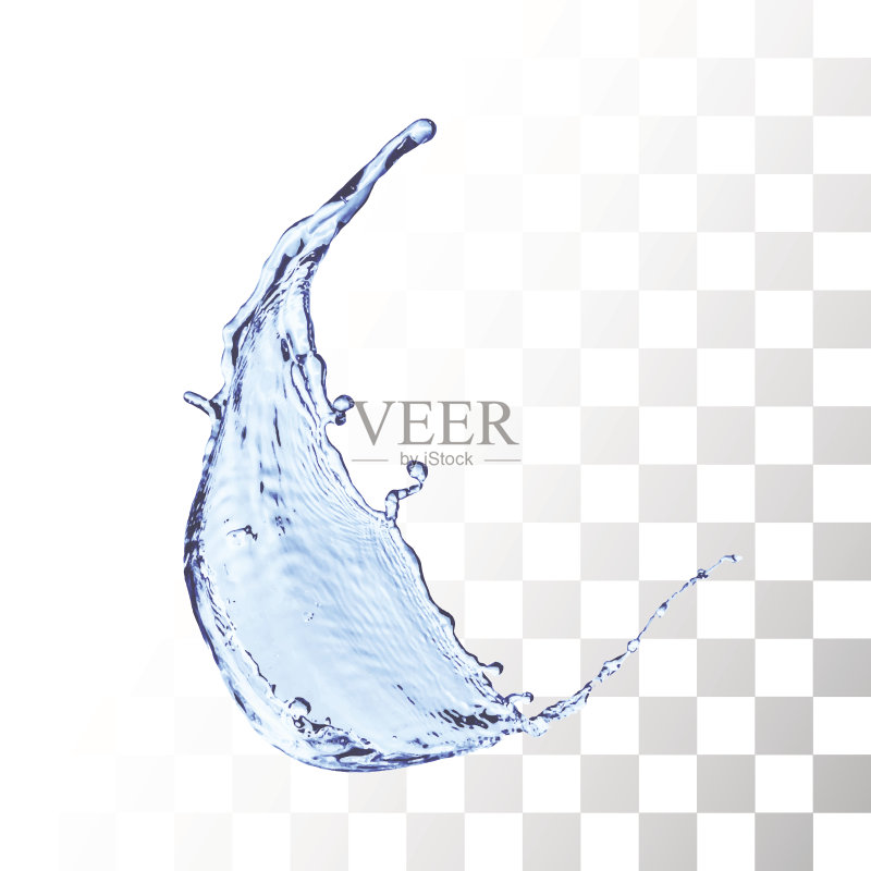 蓝色水花孤立在白色正版元素素材