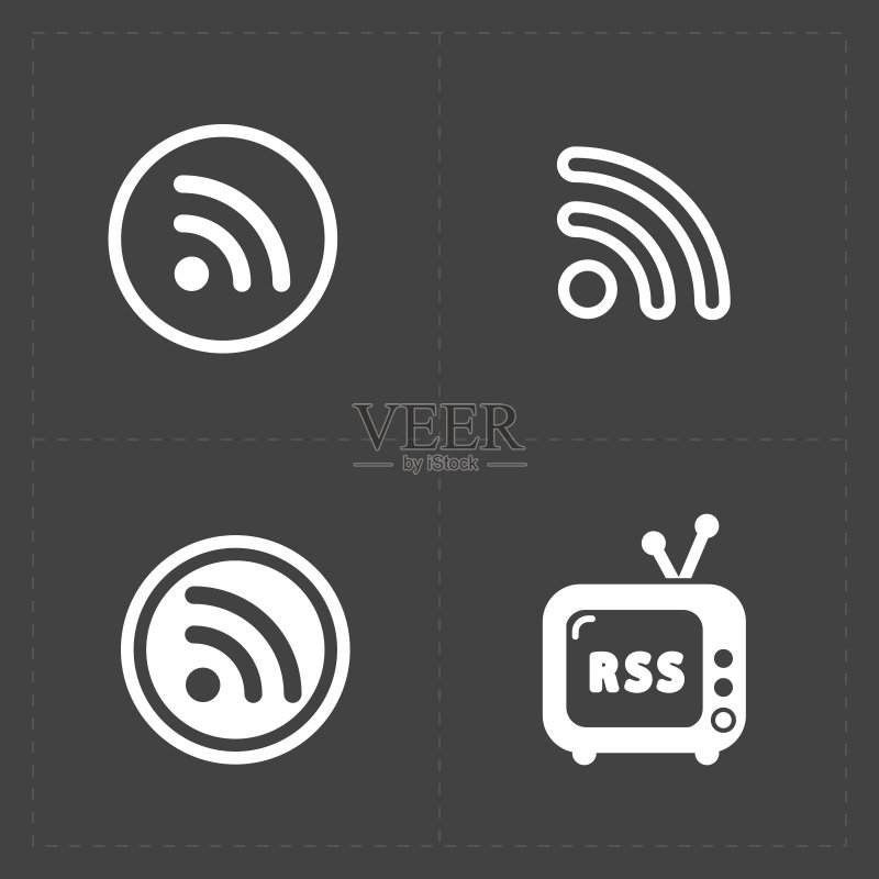 黑色背景上的RSS订阅符号图标图标素材