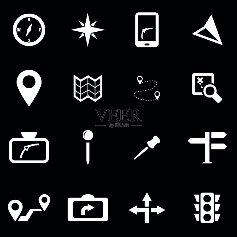 白色导航图标集矢量图图标素材