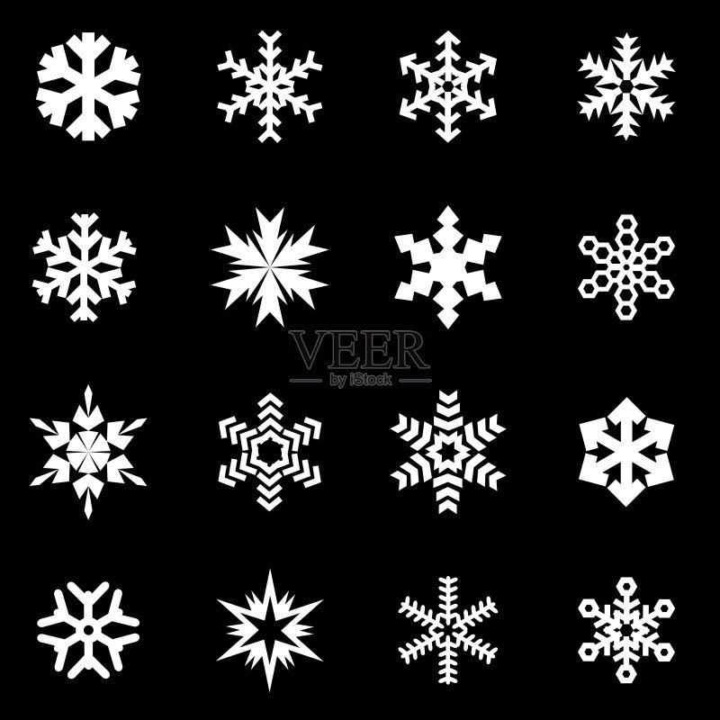 矢量白色雪花图标合集图标素材
