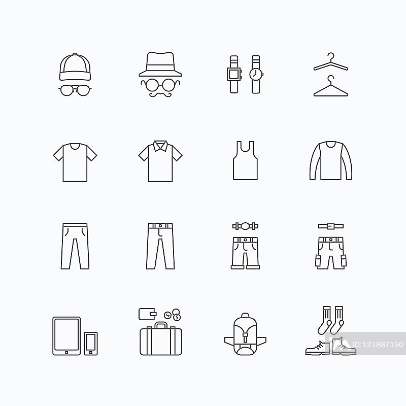 矢量线性网页图标套装——男装店系列图标素材