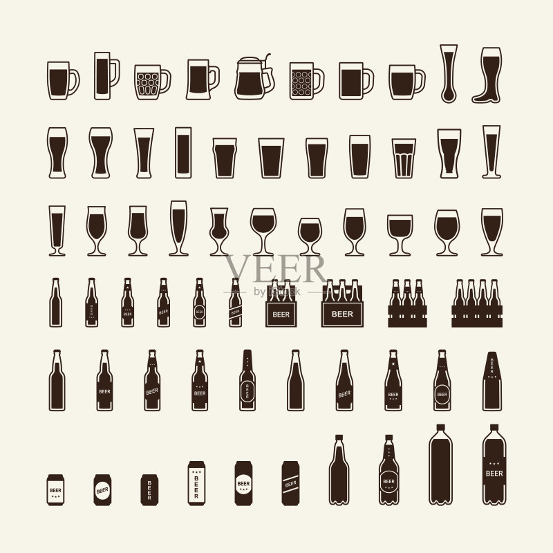 啤酒瓶和酒杯图标矢量素材图标素材