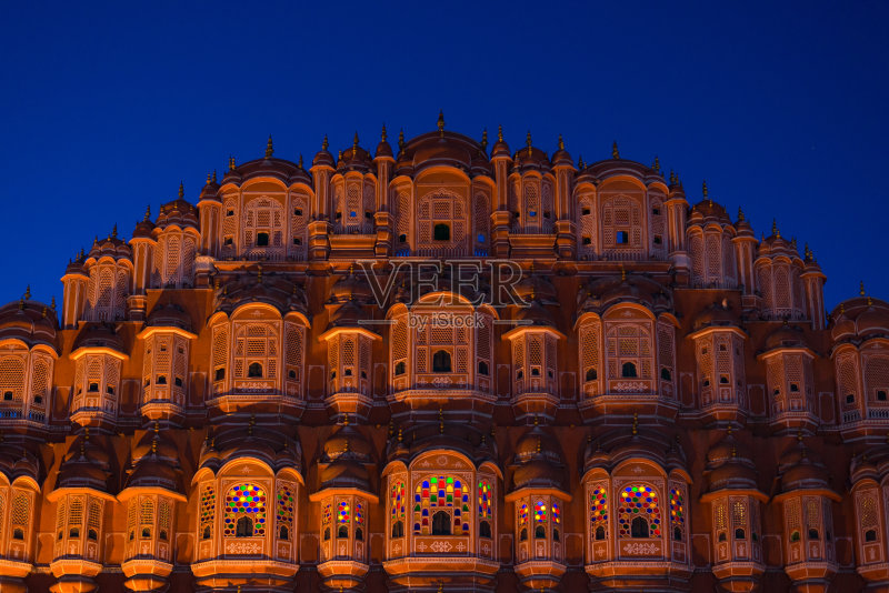 印度拉贾斯坦邦斋浦尔Hawa Mahal正版图片素材