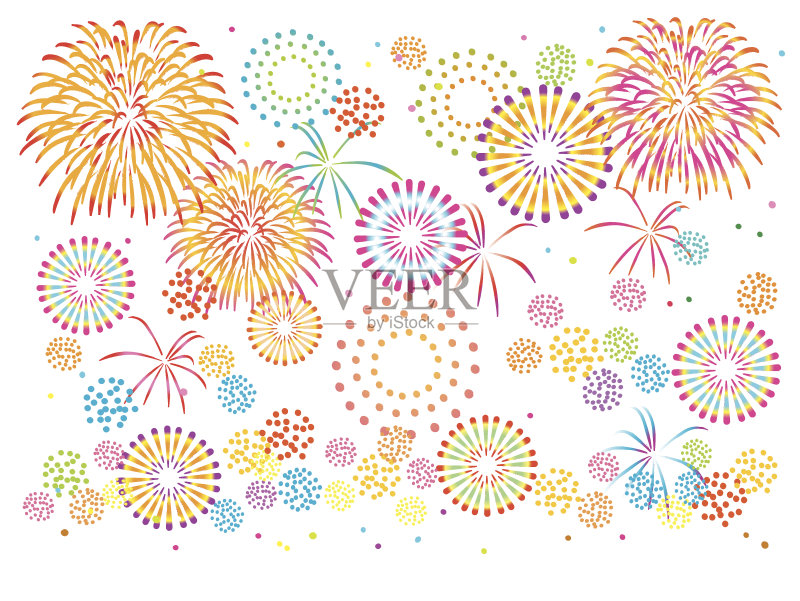 有趣的烟花插图正版插画素材