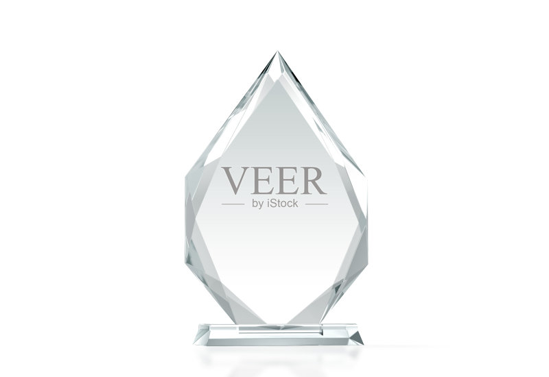 空白箭头形状玻璃奖杯模型,3d渲染正版图片素材