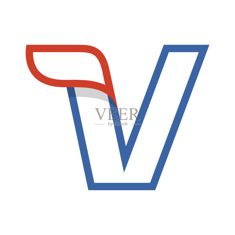 带红色翅膀的字母V图标图标素材