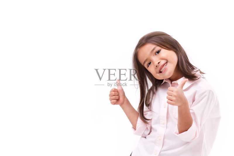 孩子竖起两个大拇指正版图片素材