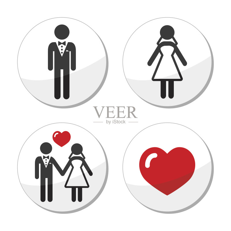 婚礼图标 - 已婚夫妇、新郎和新娘图标素材