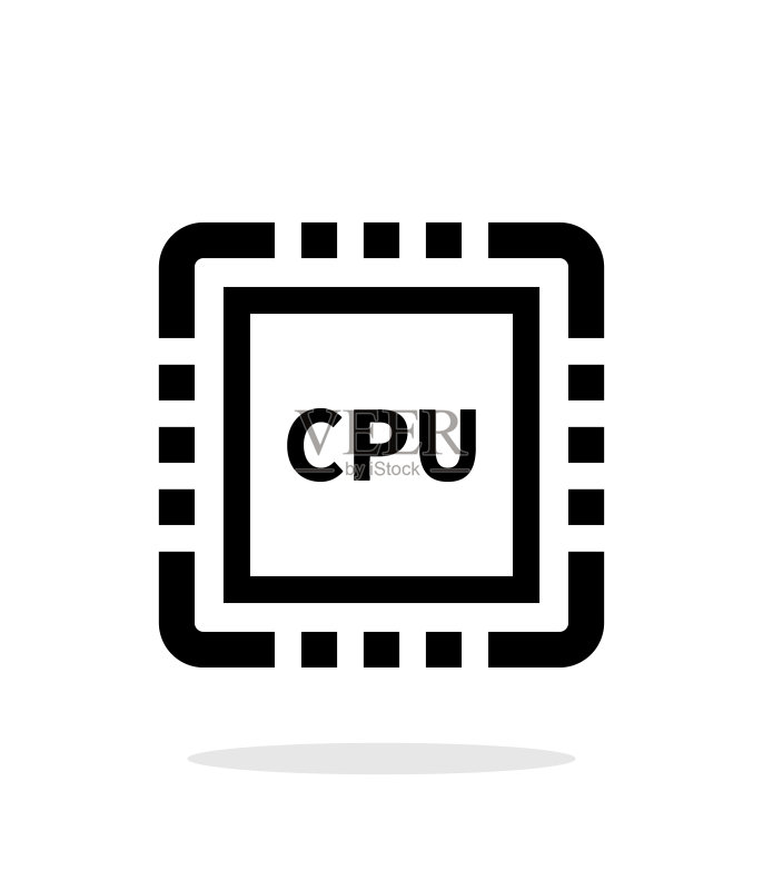 白色背景上的CPU简约图标图标素材