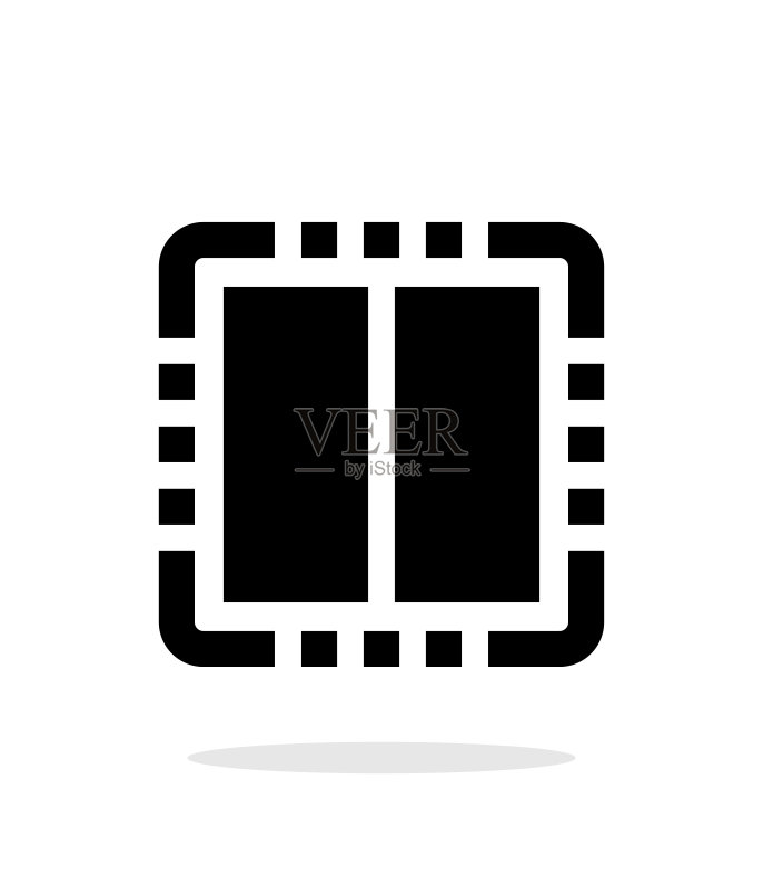 白色背景上的双核CPU简约图标图标素材