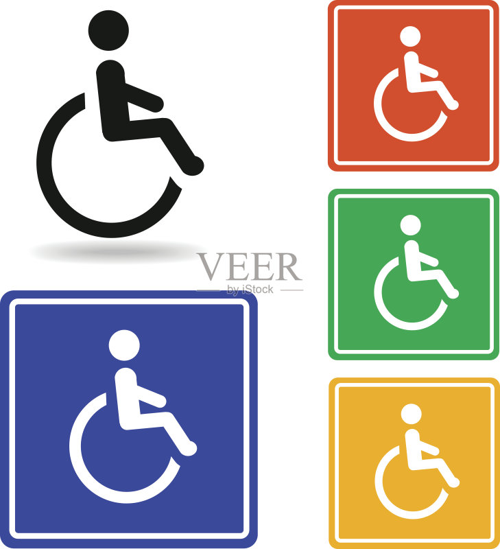 残疾人图标矢量图:残疾标志图标素材
